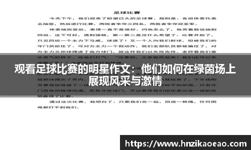 观看足球比赛的明星作文：他们如何在绿茵场上展现风采与激情